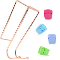 Juvale 5-Piece Cubicle Set - Rose Gold Double Hook Coat Hanger with Fabric Panel Clips (4 Colors)
