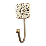 Indianshelf Handmade 1 Artistic Vintage Cream Ceramic Square Rail Hooks Hangers/Wall Hooks for Keys