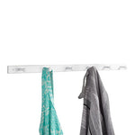 iDesign Wooden Wall Mount 6-Peg Coat Rack for Hanging Jackets, Leashes, Purses, Hats, Scarves, Bags in Mudroom, Kitchen, Office, 32.5" x 1.5" x 0.75", White