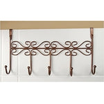 Mimgo Store Hat Bag Towel Coat Clothes Over Door Bathroom Hanger Hanging Rack Holder 5 Hooks (Bronze)