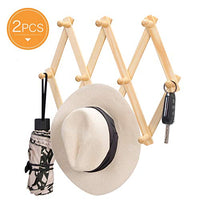 Timoo Expandable Hat Rack Accordion Hanger 10 Hooks Wall Rack for Coat, Hat, Cap, Belt, Coffee Mug, 2 Pack