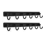 WEBI Heavy Duty Iron Coat Hook Rail Towel Rack, Great Home Storage and Organization for Bedroom, Bathroom, Foyer, Hallway, Black,2 Packs