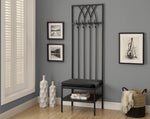 72"H BLACK HAMMERED METAL HALL ENTRY BENCH
