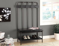 60"H CHARCOAL GREY METAL HALL ENTRY BENCH