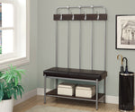 60"H SILVER METAL HALL ENTRY BENCH