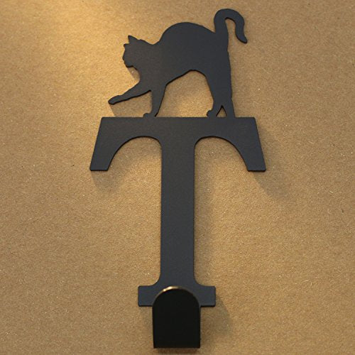 Cat Letter Metal Coat Hook, Door Hooks, Key Hooks, Wall Hangers, Jewelry Hooks Alphabet (T)