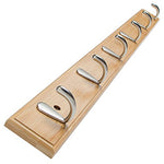 Wall-Mounted Heavy Duty Coat Hooks, 100% Natural Bamboo Coat Rack, Towel Bag Key Holder Hanger Hook Rack for Entryway Bathroom (Wood, 6 Hooks)