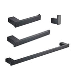 Whifea Bathroom Hardware Set, 4 Piece Wall Mounted Shelves, Stainless Steel Towel Bars, Toilet Paper Holder, Robe Hook, Bathroom Fixture Set, Matte Black
