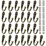 25 Pieces Wall Mounted Coat Hook Robe Hooks Cloth Hanger Coat Hanger Coat Hooks Rustic Hooks and 54 Pieces Screws for Bath Kitchen Garage Single Coat Hanger (Bronze Color)
