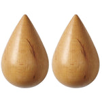 OLizee 2 Pack Water Drop Shaped Minimalist Design Decorative Wall Mounted Wooden Coat Hat Hanger Hook(Primary Color)