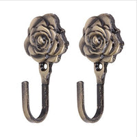 URTop 4PCS Rose Pattern Tieback Hook Iron Curtain Wall Hanger For Belts Towels Hat Coat Cloth Metal Hooks In The Kitchen Home Decoration Organization Accessories