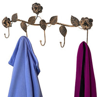 MyGift Rustic Bronze Garden Floral Pattern Wall Mounted 5 Coat Hook/Clothing Rack/Key Holder/Hat Hanger