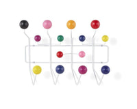 MLF Modern Hang it All, Coat Hook Wall Mounted Coat Rack with Painted Solid Wooden Balls in Multi Colors - White Metal Frame(Multi Color)