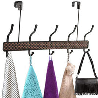 Coat Towel Hooks 5 Double Hook Rack Bronze Weaved design two tone (OVER DOOR) By Decor Hut