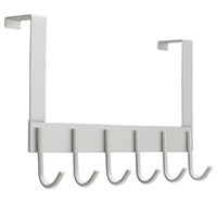 SamiTime Over The Door Hook Hanger, Heavy-Duty Organizer for Coat, Towel, Bag,6 Hooks, Aluminum