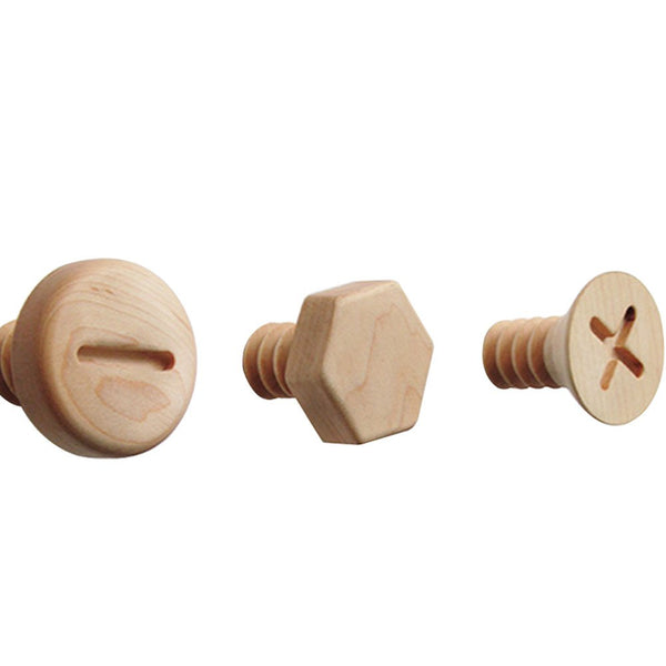 OLizee Creative Screw-Shaped Wooden Wall Decorative Coat Hat Bag Hanger (3PCS)