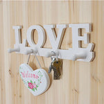 White Love Coat Hat Key Holder 4 Hooks Clothes Bag Robe Mount Screw Wall Rack Door Bathroom Home Decor Hanger^