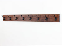 Solid Cherry Wall Mounted Coat Rack with Oil Rubbed Bronze Wall Coat Hooks - 4.5" Utra Wide Rail Made In the USA (Mahogany 52" x 4.5" Ultra Wide With 10 Hooks)