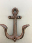 5 Pcs Anchor Style Rustic Cast Iron Wall Coat Hooks Hat Hook Hall Tree Brown.