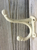  Antique Old English White Shabby Chic Coat Hook SET OF 4