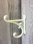 Set Of 2 Antique Replica Old-Schoolhouse White Shabby Chic Coat Hook w/Shedding