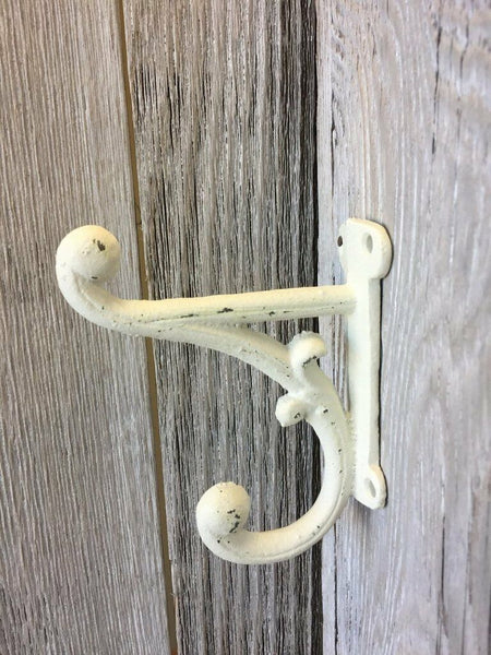 Set Of 2 Antique Replica Old-Schoolhouse White Shabby Chic Coat Hook w/Shedding