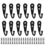 24 Pack Wall Mounted Coat Hooks Hanger Holder Black for Wall Vintage Decorative Single Robe Hooks with 50pcs Screws (Black)