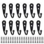 24 Pack Wall Mounted Coat Hooks Hanger Holder Black for Wall Vintage Decorative Single Robe Hooks with 50pcs Screws (White)