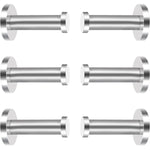 6 Pieces Stainless Steel Wall-Mount Robe Hook Coat Hook Towel Wall Hook, Brushed Nickel (2 Inch, Silver)