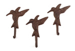 3 Cast Iron HUMMINGBIRD Towel Hanger Coat Hat Hooks, Key Rack GARDEN Hook BIRD , Heavy Duty Metal Decorative , Coat Hook , Hat Hook - Wall Mounted , Wall Hook , Coat Hanger ,Single Hooks for Bath