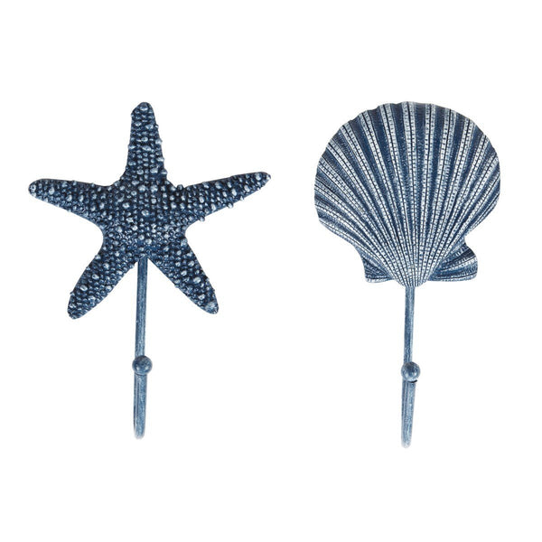 Blue Starfish and Sea Shell Coat Hooks