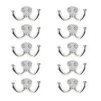Bar Face/Wall Mount Purse, Coat & Key Hook - Double Arm - Polished Stainless Steel - Set of 10