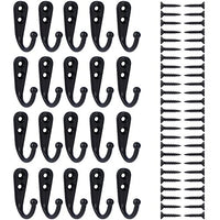 eBoot 20 Pieces Wall Mounted Hook Robe Hooks Single Coat Hanger and 50 Pieces Screws (Black)