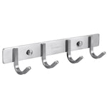 HOMEIDEAS Heavy Duty Coat Bath Towel Hook Hanger Rail Bar with 4 Hooks, for Bedroom, Bathroom, Foyers, Hallways, Entryway, Great Home Office Storage & Organization, SUS 304,11-Inch Brushed Finish