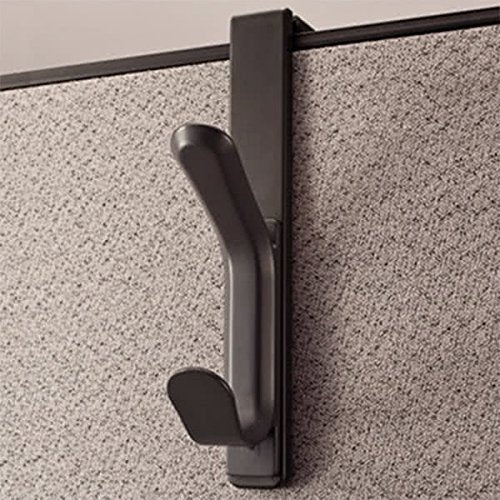 TableTop King UNV08607 1 1/8" x 6"x 7 1/2" Charcoal Double Plastic Cubicle Coat Hook