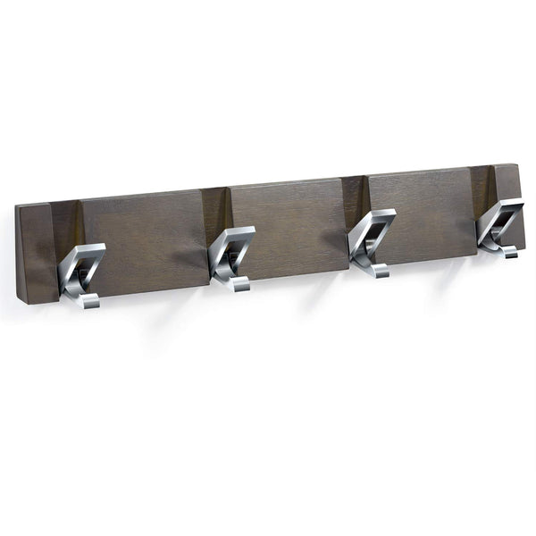 Love-KANKEI Coat Rack Wall Mounted Wood Coat Hook 4 Dual Retractable Hooks Bedroom Bathroom Entryway