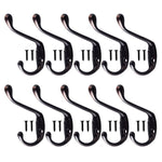 Okdeals 10 PCS Wall Mounted Dual Coat Hook, Heavy Duty Double Coat Hat Hanger with 20 Pieces Screws (Oil Rubbed Bronze)