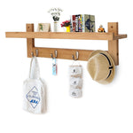 Wooden Hooks for Wall Coat Rack Shelf, Wall-Mounted Bamboo Hook Rack with Upper Shelf for Storage Scandinavian Style for Hallway Bathroom Living Room Bedroom (4 Hooks Bamboo)