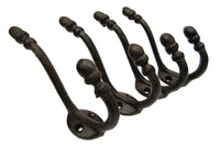 Lot-4-Antique-Style-Double-RUSTIC-School-COAT-HOOK-Cast-Iron-Wall-Mount-Hardware