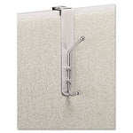 o Safco o - Over-The-Panel Double-Garment Hook, 1-1/2w x 8-5/8h, Satin Aluminum/Chrome
