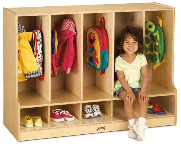 #1672 Jonti-Craft¨ Toddler Coat Locker W/Step - 5 Sections - Without Trays