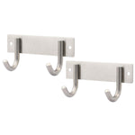 WEBI Heavy Duty SUS 304 Coat Hook Bath Towel Hanger Rail Bar, Brushed Finish, Wall Mounted Rack, 2 Hooks 2 Rack