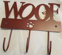 DEI Pawprint Leash or Coat Hook, Woof, Choice of Color