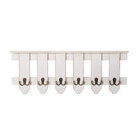 MELANNCO 6-Hook Picket Fence Coat Rack, White, 24-Inch-by-9-Inch