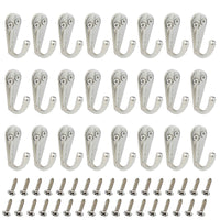 24 Pack Wall Mounted Coat Hooks Hanger Holder Silver for Wall Vintage Decorative Single Robe Hooks with 50 Pieces Screws (Silver)