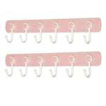 WEBI Wall Hooks Adhesive: 360°Rotatable, Ultra-Stick, Heavy Duty, Waterproof, 6-J-Hook, Plastic Utility Hook, Wall Hanger Rack Holder for Coat Towel Hats Keys Scarf Purse Kitchen Utensil – Pink,2 Pcs