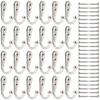 24 Pieces Coat Hooks Wall Mounted Single Coat Hanger and 50 Pieces Screws for Cloakroom, Clothes, Hat, Scarf, Bags, Keys, Shoes, Coffee Cup Holder, Homemade Wardrobe?Silver?