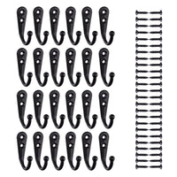 Sunmns 24 Pieces Coat Hooks Single Wall Mounted Robe Hook Vintage Prong Hanger and 50 Pieces Screws (Black)