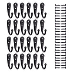Sunmns 24 Pieces Coat Hooks Single Wall Mounted Robe Hook Vintage Prong Hanger and 50 Pieces Screws (Silvery)
