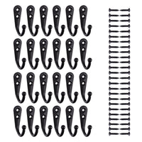 Sunmns 24 Pieces Coat Hooks Single Wall Mounted Robe Hook Vintage Prong Hanger and 50 Pieces Screws (Silvery)